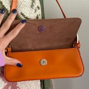 Vintage Orange Leather Shoulder Bag